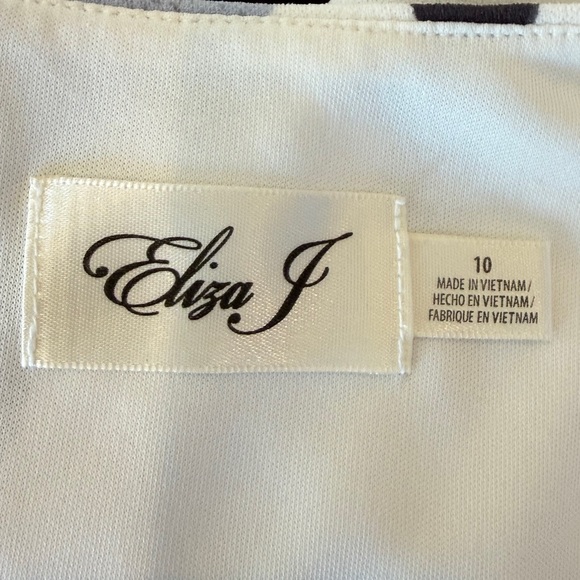 Eliza J White Yellow Black Floral Fit & Flare Midi Dress Size 10 - Picture 8 of 9